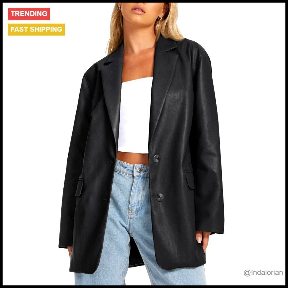 Faux Leather Motorcycle Jacket Oversized Bomber Y2K Punk Chic Fall Winter